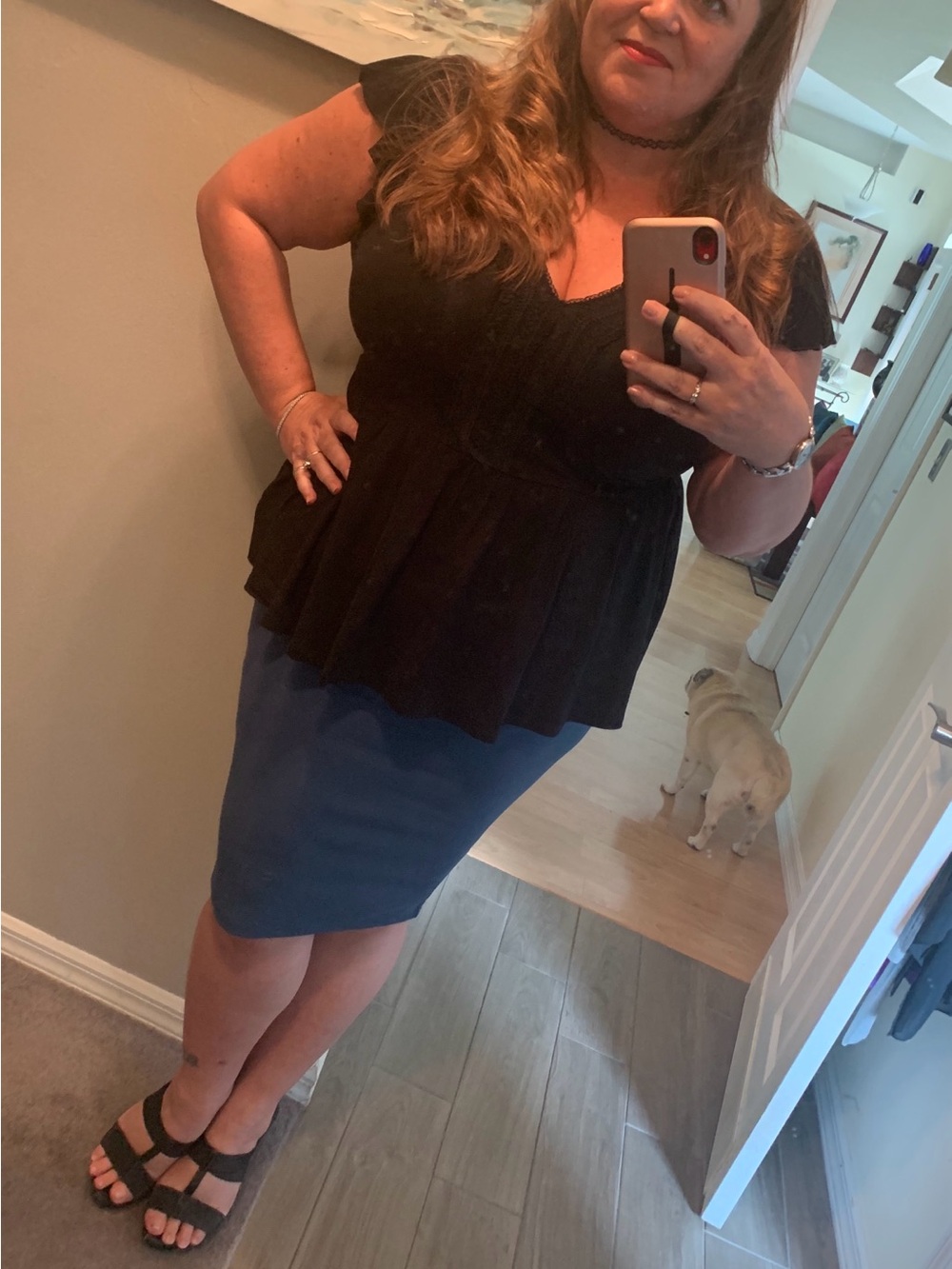 Torrid Black Fitted Ruffled Blouse